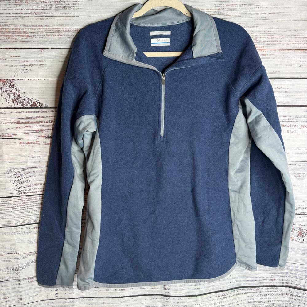 Columbia Omni-Wick Womens Large Blue 1/4 Zip Fleece Pullover Athletic Outdoor